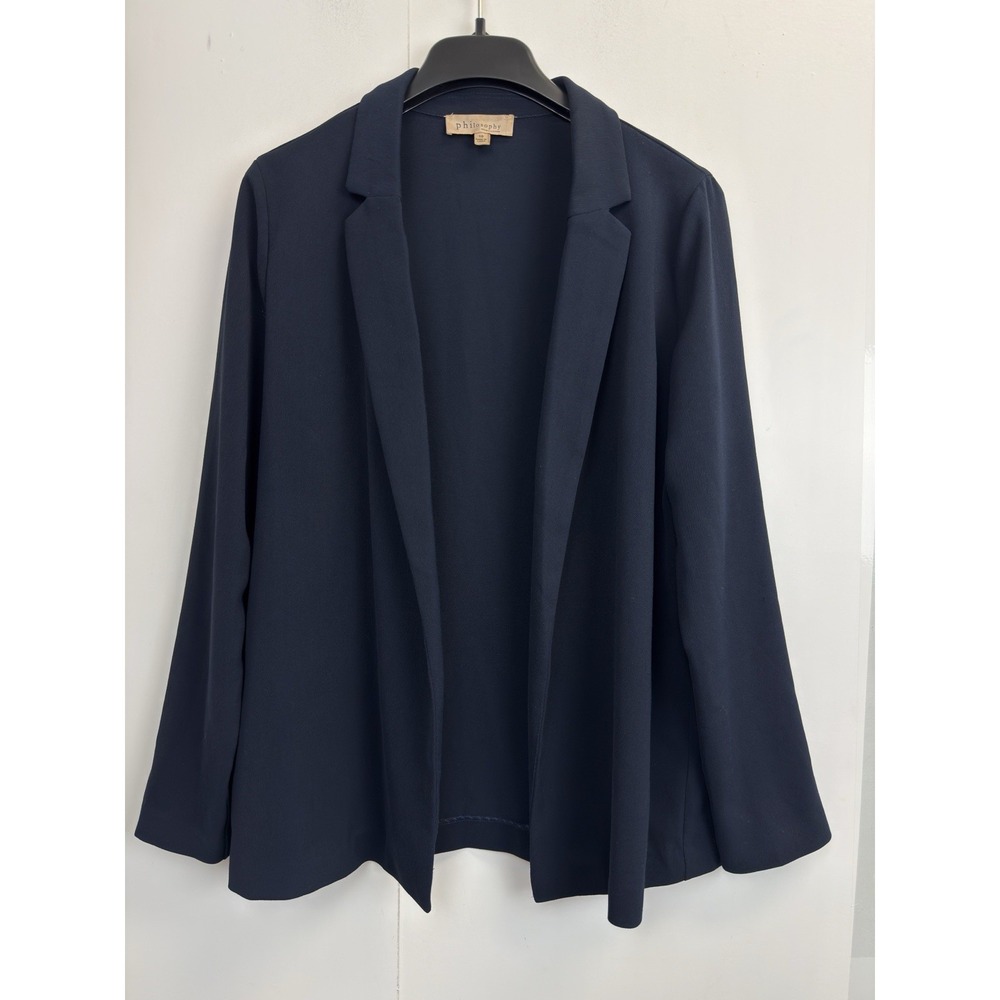 Philosophy Republic Clothing Women's Blazer Sz 10 Navy Blue Workwear Long Sleeve
